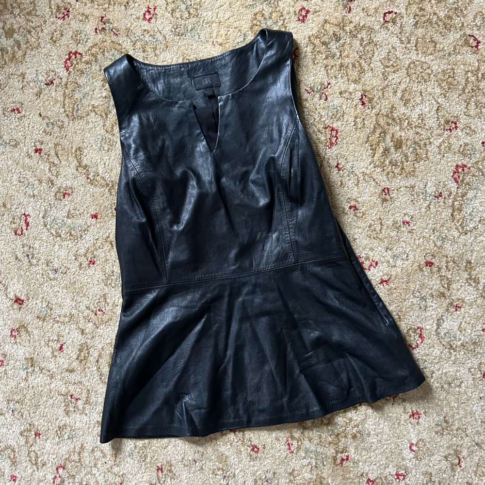 BR MONOGRAM LEATHER PEPLUM TOP